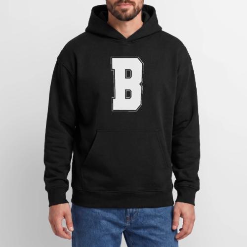 White Letter B – Varsity Alphabet Monogram - Oversized Hooded Sweatshirt