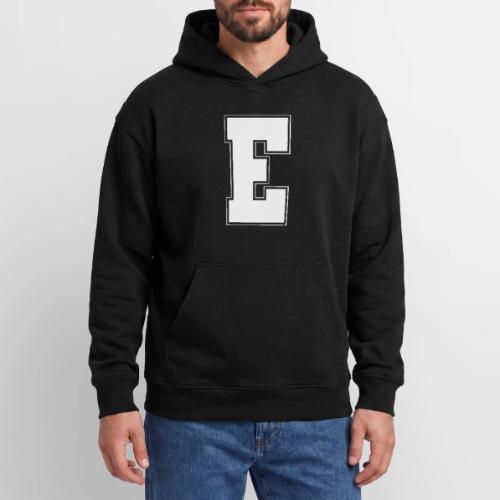 White Letter E – Varsity Alphabet Monogram - Oversized Hooded Sweatshirt