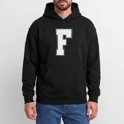 White Letter F – Varsity Alphabet Monogram - Oversized Hooded Sweatshirt