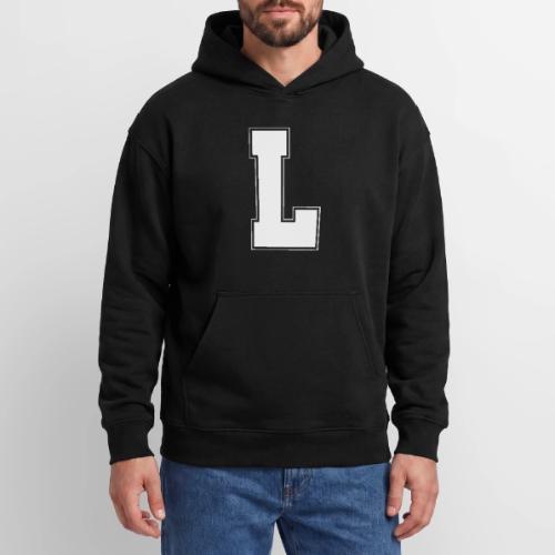 White Letter L – Varsity Alphabet Monogram - Oversized Hooded Sweatshirt