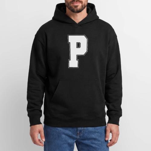 White Letter P – Varsity Alphabet Monogram - Oversized Hooded Sweatshirt