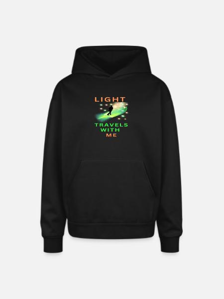 Light_travels_with_me_-sized - Oversized Hooded Sweatshirt - black