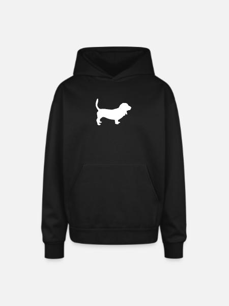 Basset Hound Dog - Oversized Hooded Sweatshirt - black