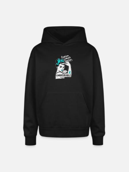 Unbreakable Ovarian Cancer Warrior - Oversized Hooded Sweatshirt - black