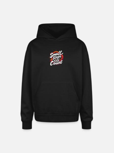 Small Steps Still Count - Oversized Hooded Sweatshirt - black