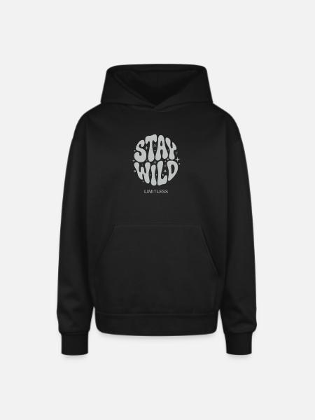 Stay Wild Limitless - Oversized Hooded Sweatshirt - black