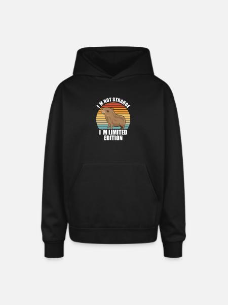 Capybara zoo animal design - Oversized Hooded Sweatshirt - black