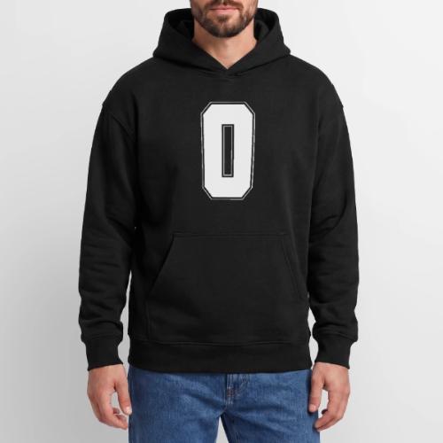 White Number 0 – Varsity Font - Oversized Hooded Sweatshirt