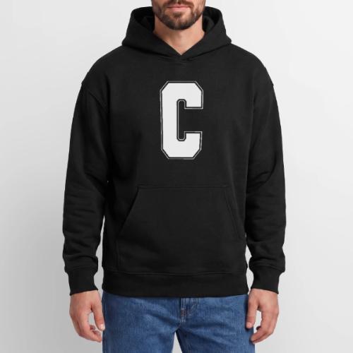 White Letter C – Varsity Alphabet Monogram - Oversized Hooded Sweatshirt