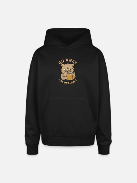 Go Away I'm Reading - Oversized Hooded Sweatshirt - black