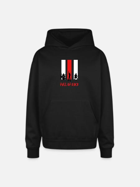Black_White_and_Red_Concert_Band_T-shirt_Design - Oversized Hooded Sweatshirt - black