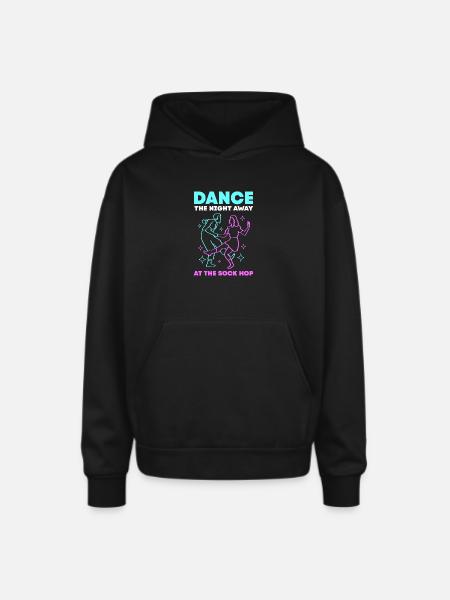 Dance Party Sock Hop - Oversized Hooded Sweatshirt - black