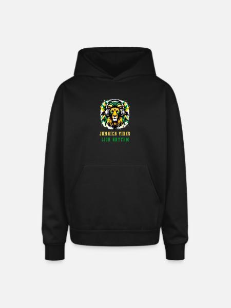 Jamaica lion reggae design - Oversized Hooded Sweatshirt - black