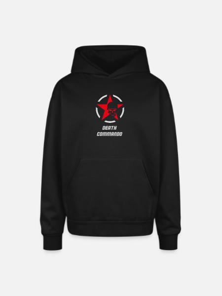 Death Commando Military Skull - Oversized Hooded Sweatshirt - black