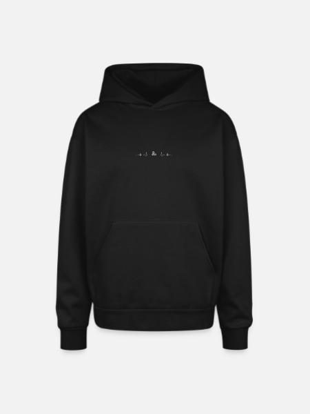 Heartbeat Roller Skater - Oversized Hooded Sweatshirt - black