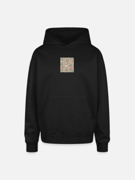 Unique floral design - Oversized Hooded Sweatshirt - black