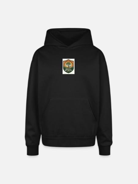 Mind Growth Shield Patch - Oversized Hooded Sweatshirt - black