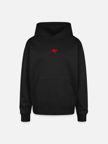 red kangaroo - Oversized Hooded Sweatshirt - black