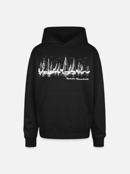Nantucket, Massachusetts - Oversized Hooded Sweatshirt - black