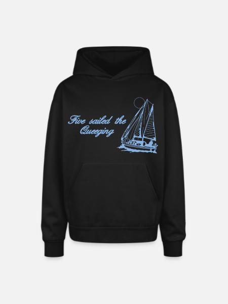 Five Sailed The Queeging - Oversized Hooded Sweatshirt - black