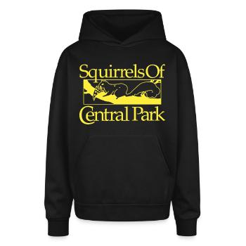 Squirrels Of Central Park - Oversized Hooded Sweatshirt - black - Front - AI Model Male 185 light (185cm)