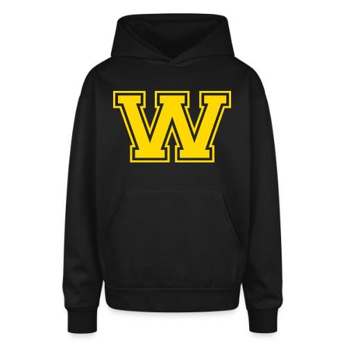 Letter W – Capital Athletic Alphabet Monogram - Oversized Hooded Sweatshirt