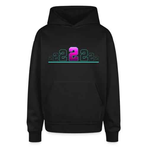 Number 2 in Magenta: Varsity Font - Oversized Hooded Sweatshirt