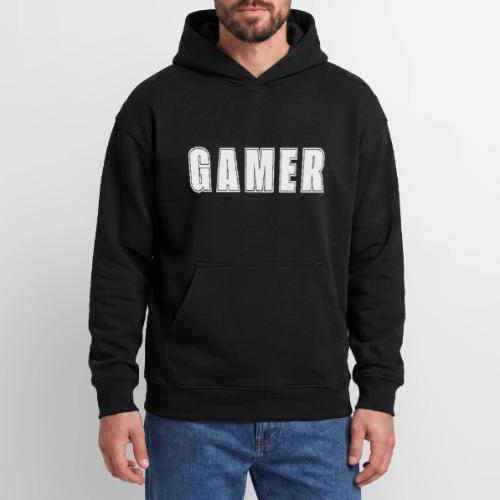 Gamer Collegiate White Text Design - Oversized Hooded Sweatshirt