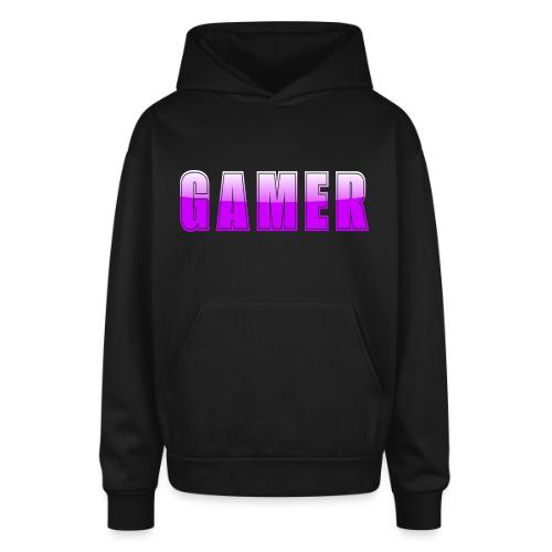 Gamer Purple Glossy Collegiate Design - Oversized Hooded Sweatshirt