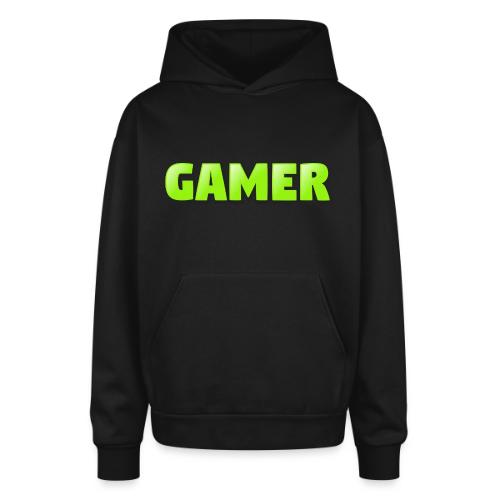 Gamer Neon Green Gaming Logo Design - Oversized Hooded Sweatshirt