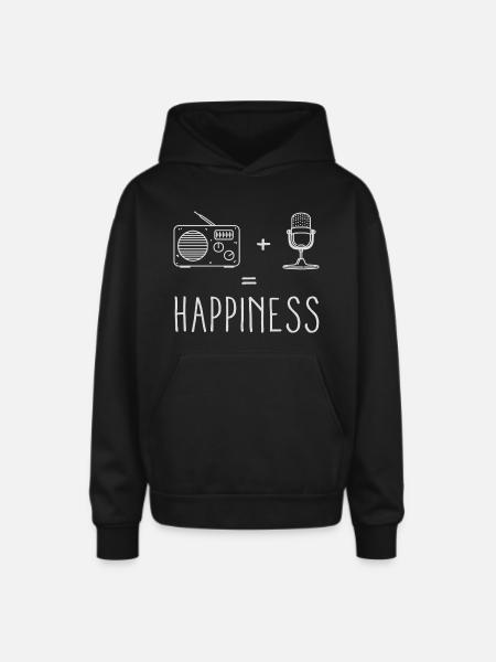 Radio Microphone Happiness - Oversized Hooded Sweatshirt - black