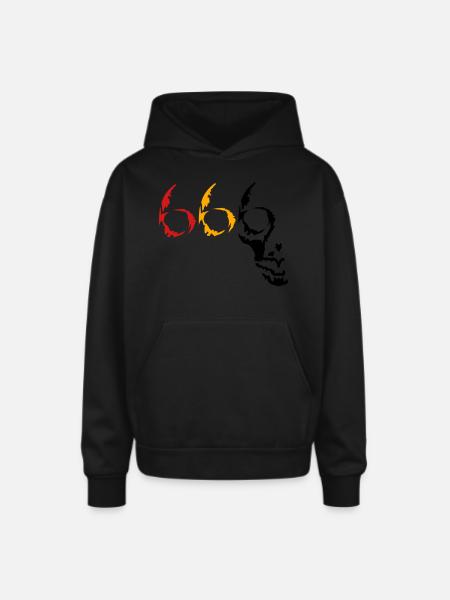 666 skull v2 (© alteerian) - Oversized Hooded Sweatshirt - black