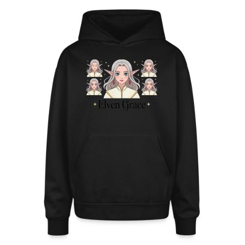 Elven Grace Fantasy Elf Maiden Graphic Magic - Oversized Hooded Sweatshirt