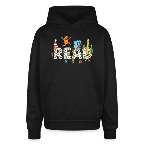 Whimsical READ Kids Cartoon - Oversized Hooded Sweatshirt