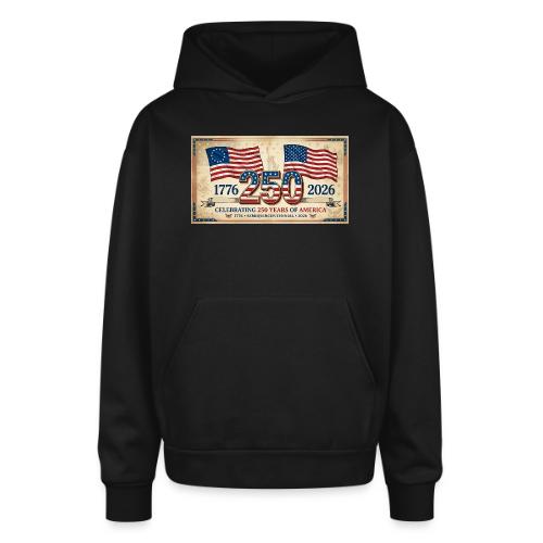 USA 250th Anniversary Flags Emblem - Oversized Hooded Sweatshirt