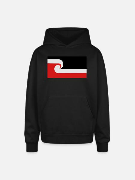 Maori Flag - Oversized Hooded Sweatshirt - black