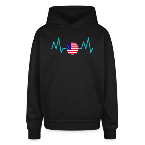Heartbeat USA Flag – Patriotic American Pride Tee - Oversized Hooded Sweatshirt