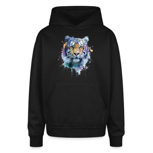 Splash-Art Tiger Face - Oversized Hooded Sweatshirt