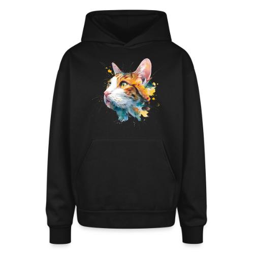Cat: Feline Ink Burst - Oversized Hooded Sweatshirt