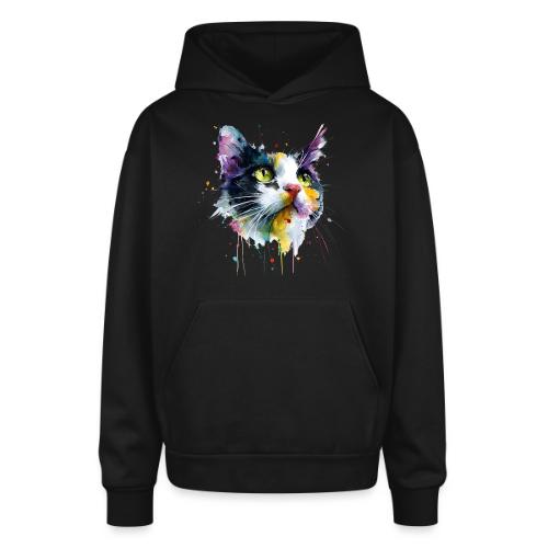 Cat: Painted Purr Expression - Oversized Hooded Sweatshirt