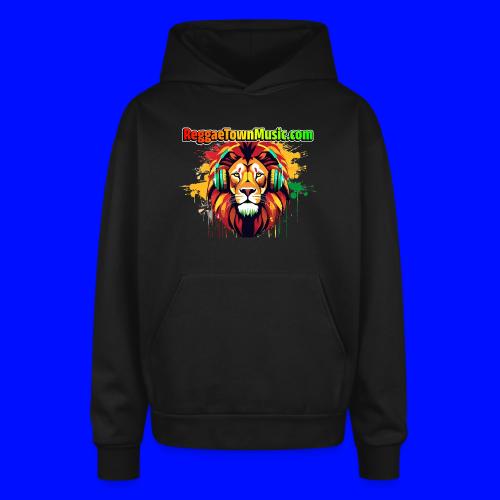 Reggae lion head music vibrant rasta dj art tee - Oversized Hooded Sweatshirt