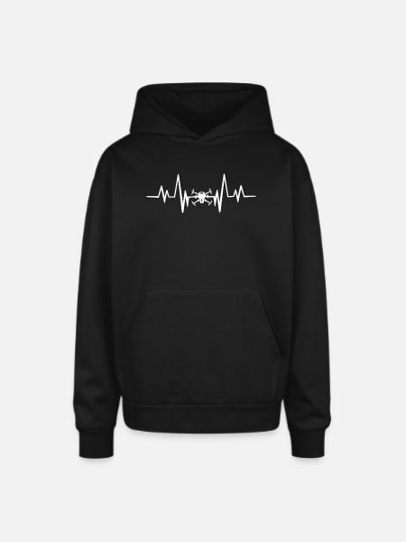 Drone heartbeat - Oversized Hooded Sweatshirt - black