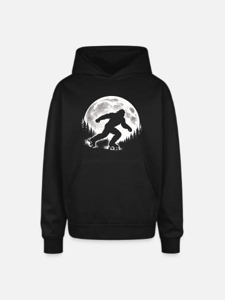 Bigfoot Roller Skater - Oversized Hooded Sweatshirt - black