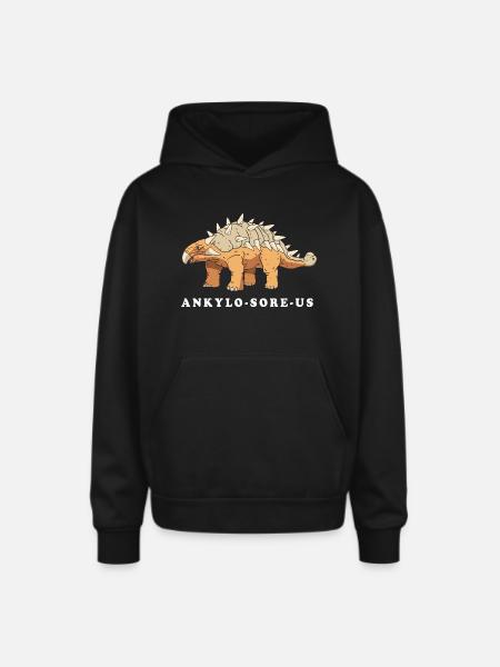 Ankylosaurus Dinosaur Prehistoric - Oversized Hooded Sweatshirt - black
