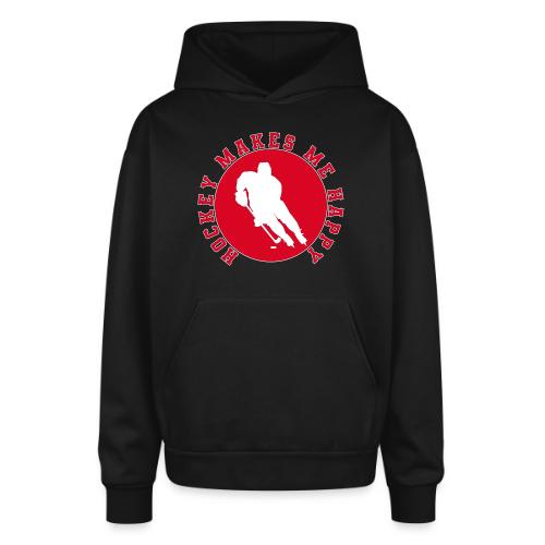 Hockey Makes Me Happy – Ice Hockey Fan Emblem - Oversized Hooded Sweatshirt