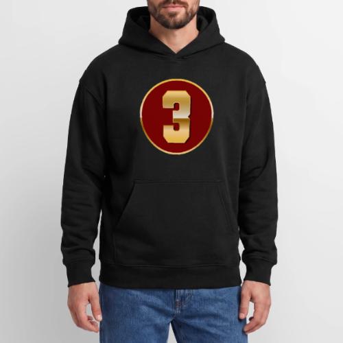 Number 3 in Gold Varsity Font - Oversized Hooded Sweatshirt