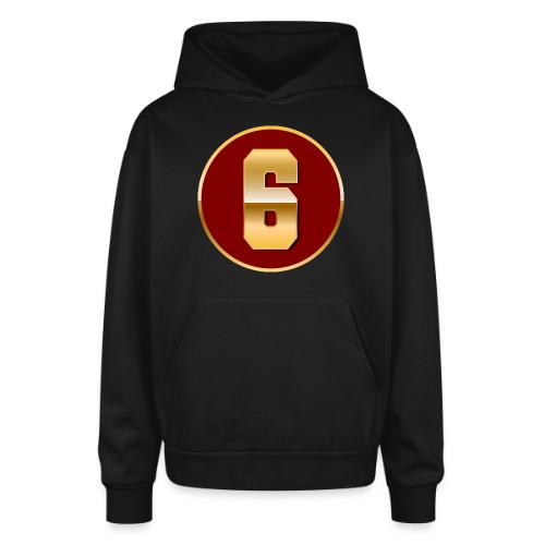 Number 6 in Gold Varsity Font - Oversized Hooded Sweatshirt