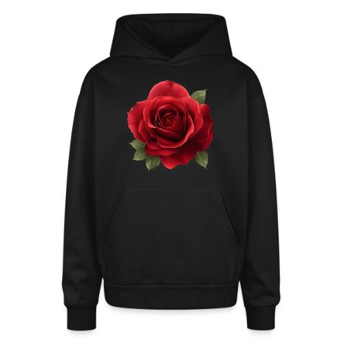 Rose: Crimson Bloom Elegance - Oversized Hooded Sweatshirt