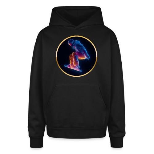 Snowboarding: Arctic Neon Leap - Oversized Hooded Sweatshirt