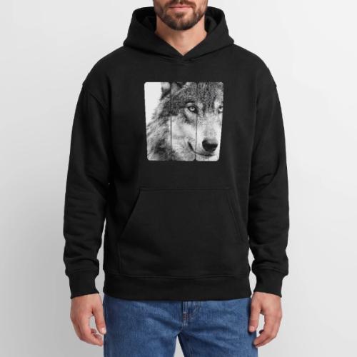 Wolf Face Triptych: Silent Alpha - Oversized Hooded Sweatshirt